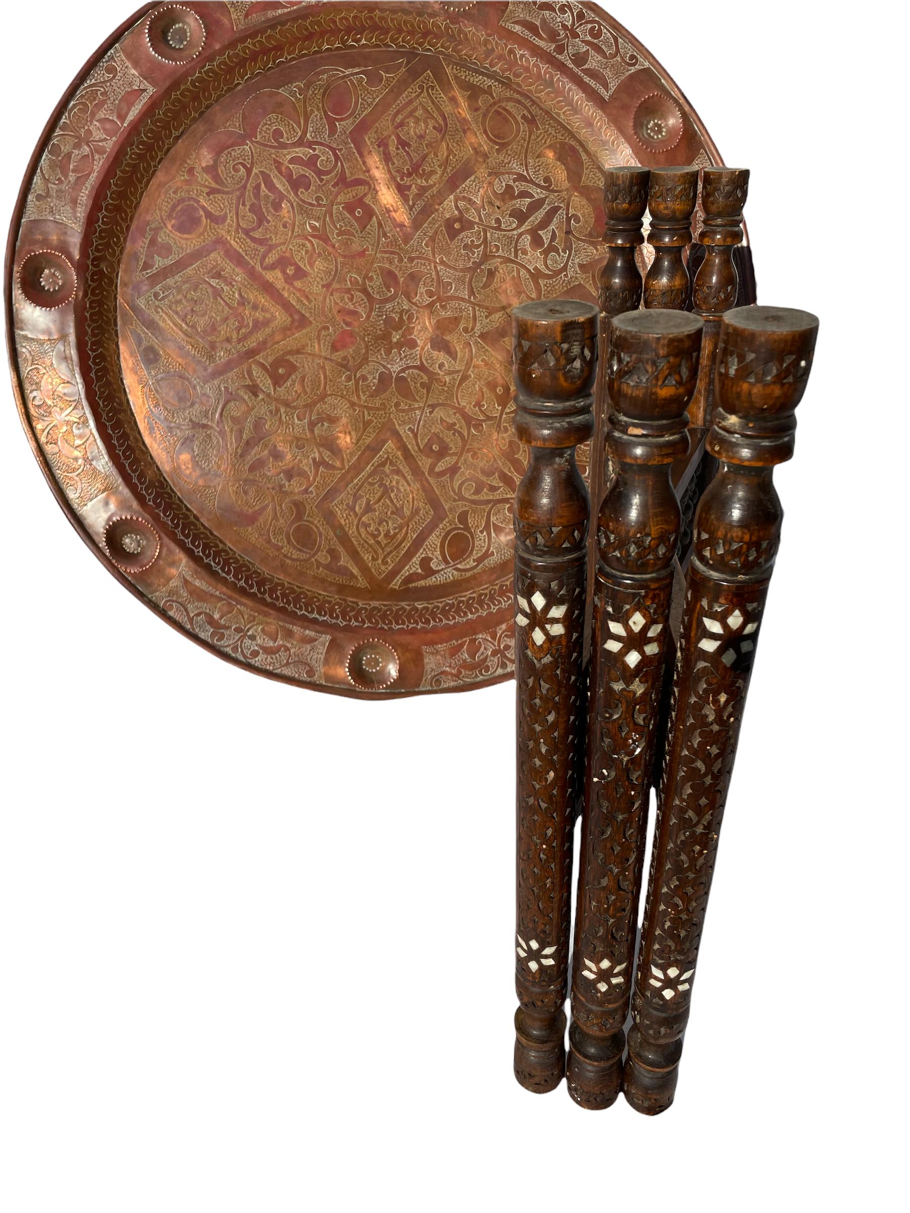 Moorish Syrian Copper Tray Table 2