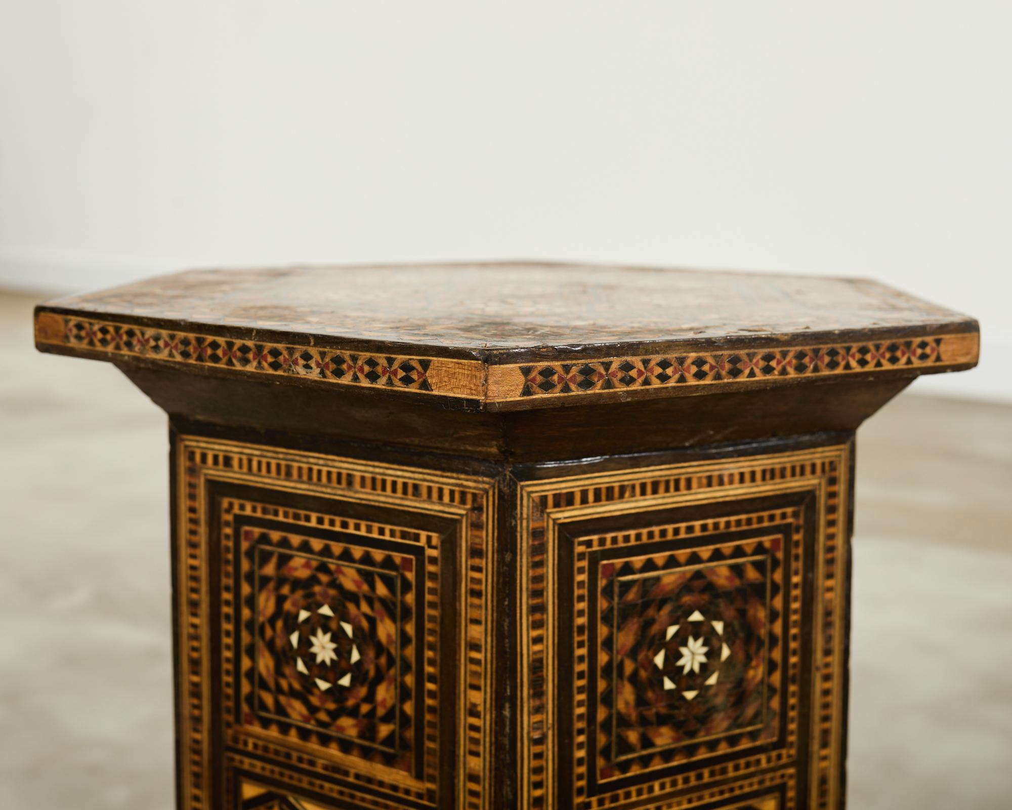 Moorish Syrian Hexagonal Inlay Drink Table 4