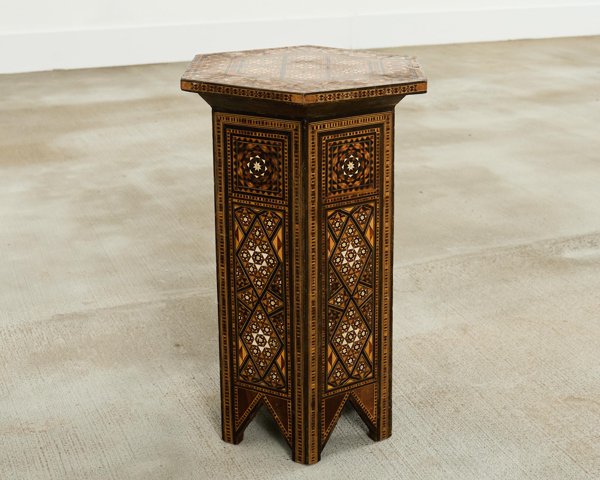 20th Century Moorish Syrian Hexagonal Inlay Drink Table