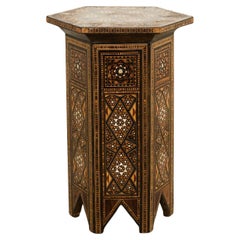 Moorish Syrian Hexagonal Inlay Drink Table