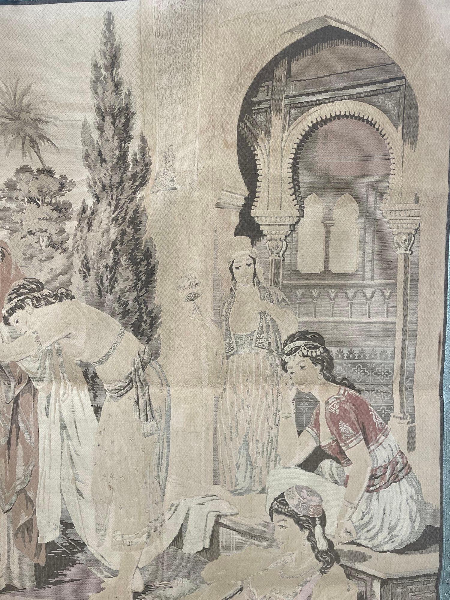 Maurischer Wandteppich mit einer orientalischen arabischen Szene aus dem 19. Jahrhundert im Zustand „Gut“ im Angebot in North Hollywood, CA