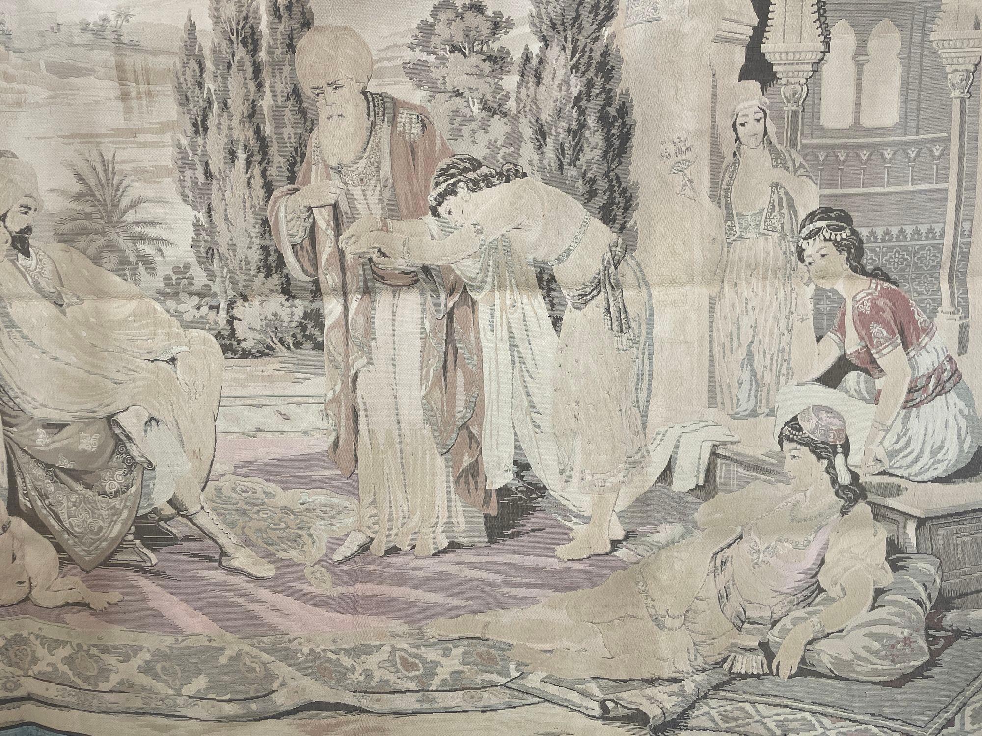 Fabric Moorish Tapestry with a 19th Century Orientalist Arabian Scene For Sale