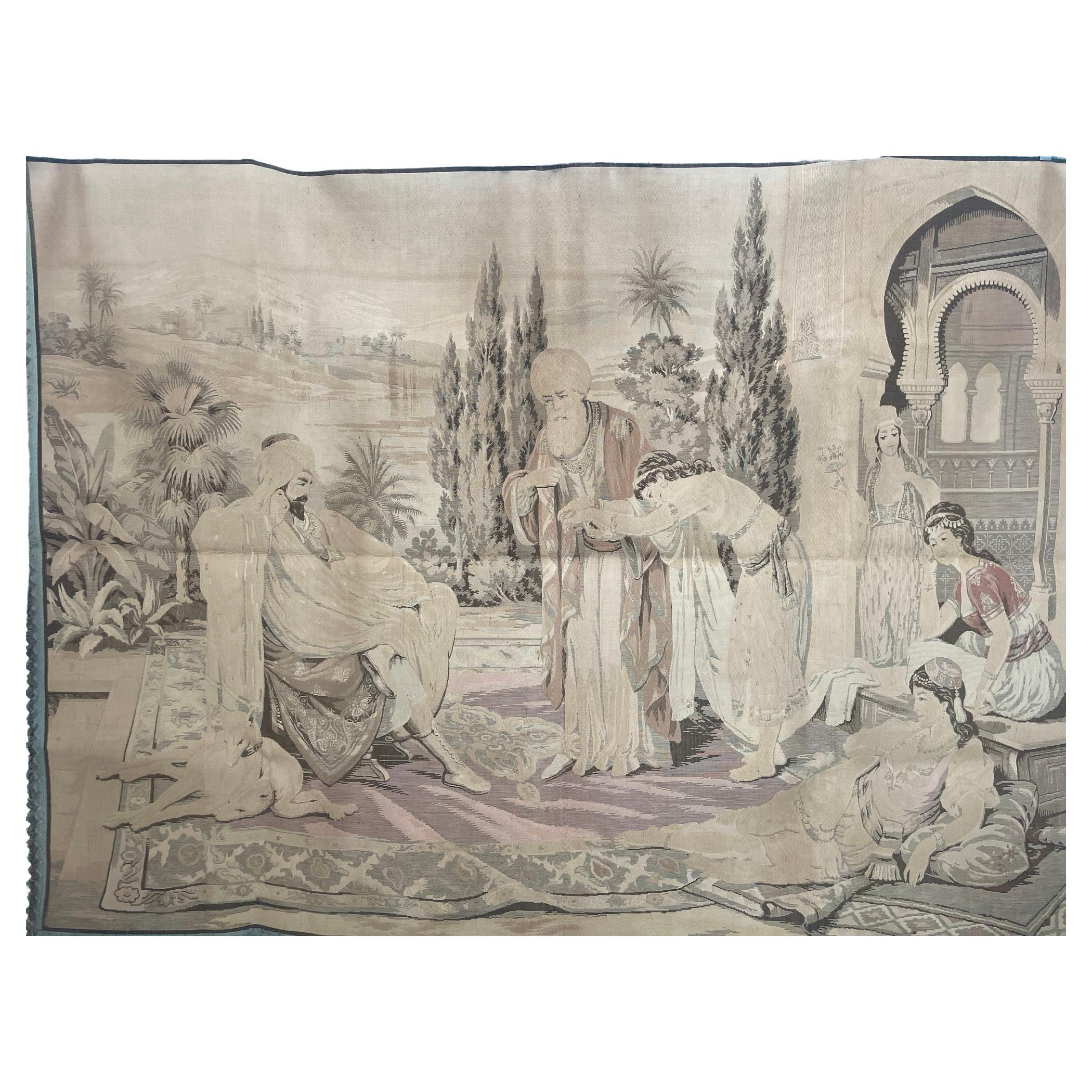 Maurischer Wandteppich mit einer orientalischen arabischen Szene aus dem 19. Jahrhundert im Angebot