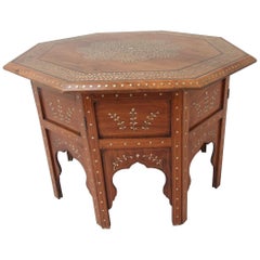 Antique Moorish, Teak, Folding Occasional Table