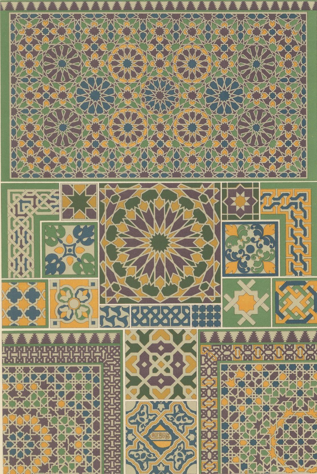 Pl. 29 Antiker Druck von Moresque Ornaments von Racinet, um 1890 im Zustand „Gut“ im Angebot in Langweer, NL