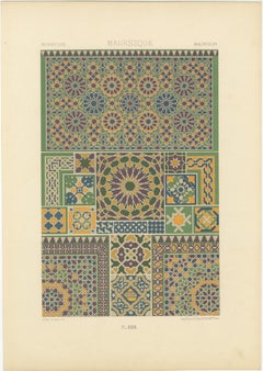 Pl. 29 Grabado antiguo de ornamentos morescos de Racinet, hacia 1890
