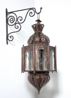 Moorish Clear Glass Lantern, Octagonal Shape
