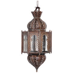 Farol Morisco de Cristal Transparente, Forma Octogonal