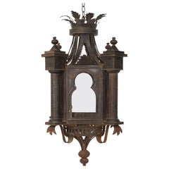 Antique Moorish Tole Peinte Lantern of Large Scale, 19th Century, Mario Buatta
