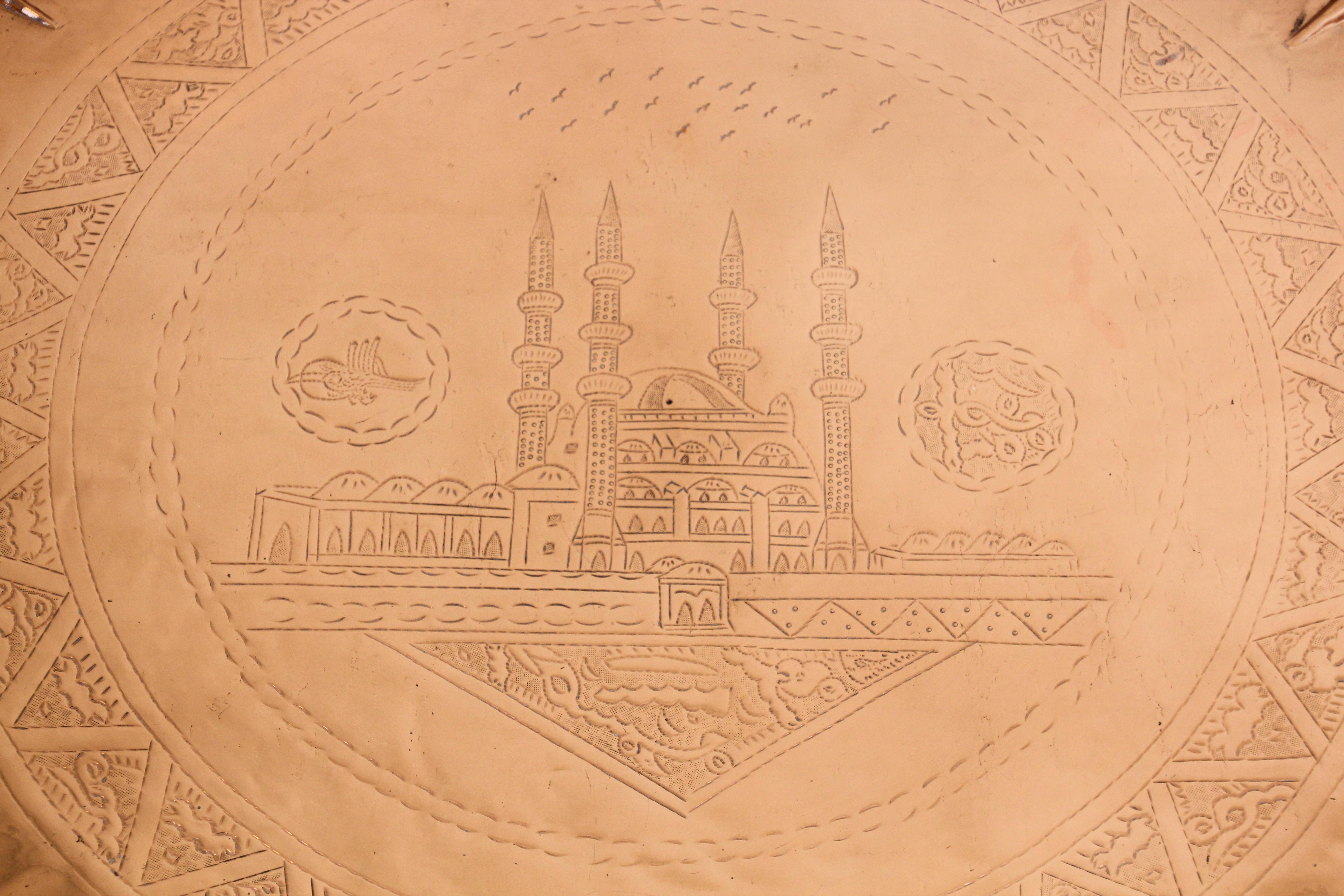 Moorish Turkish Copper Tray Table For Sale 4