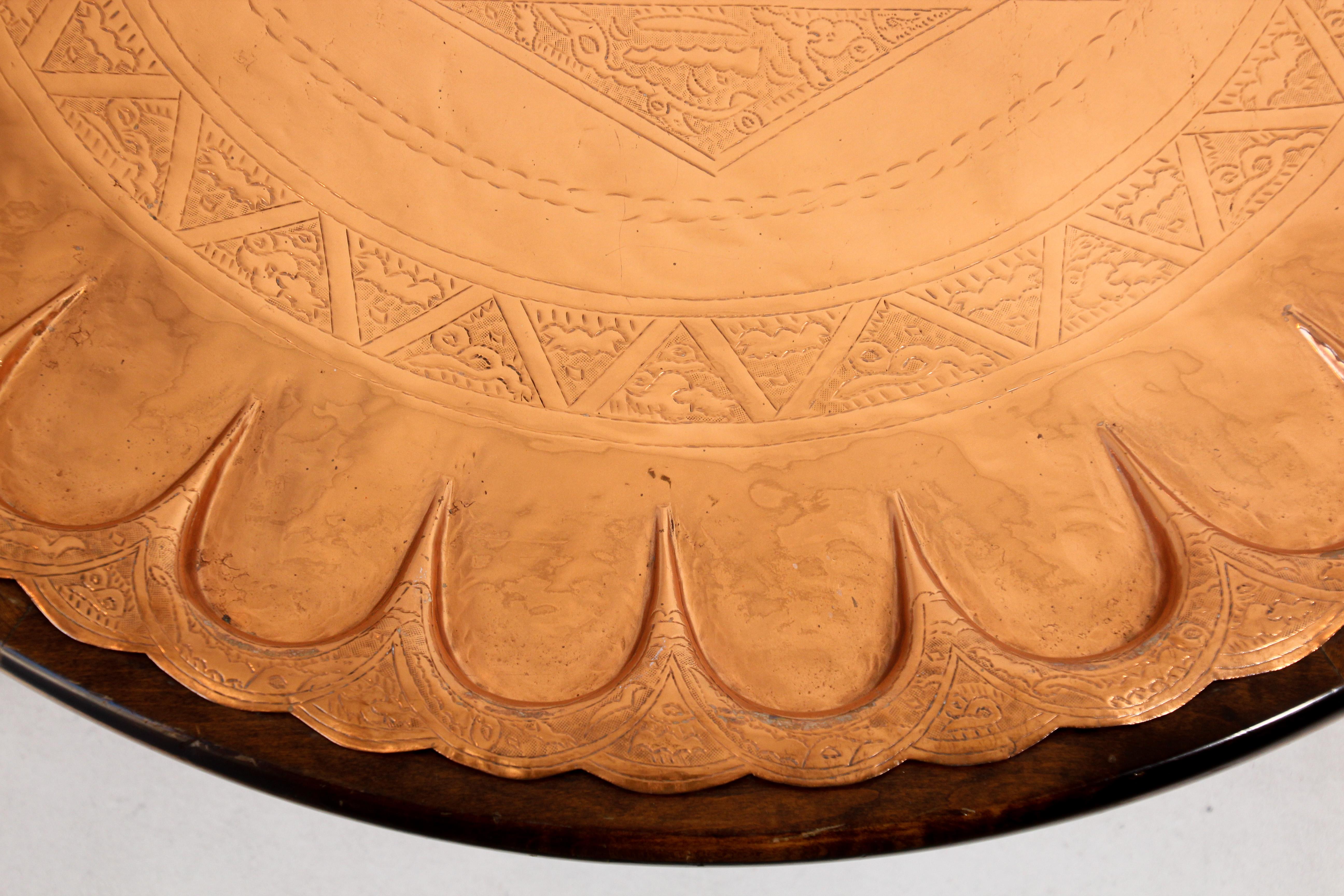 Moorish Turkish Copper Tray Table For Sale 5