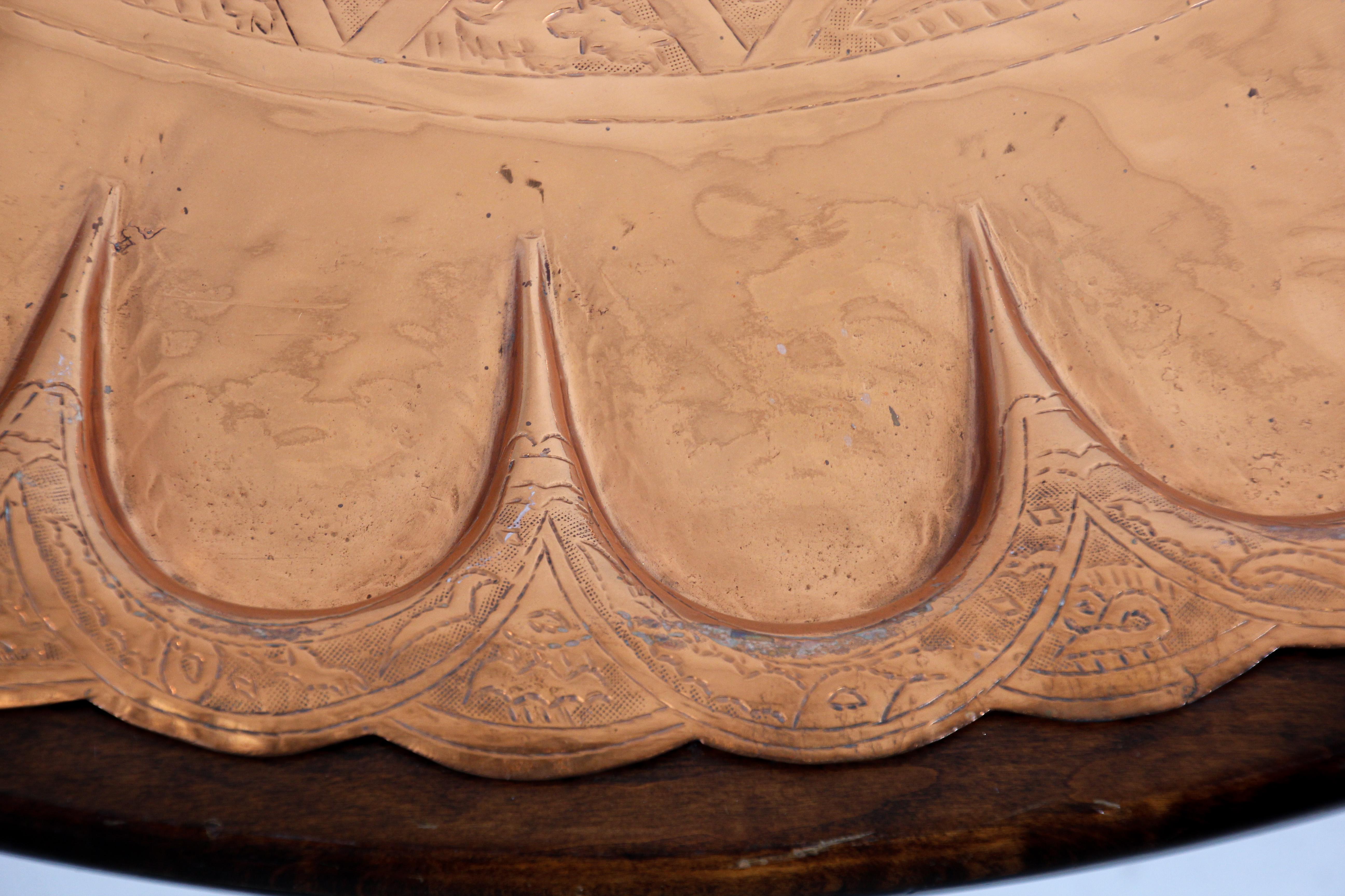 Moorish Turkish Copper Tray Table For Sale 6