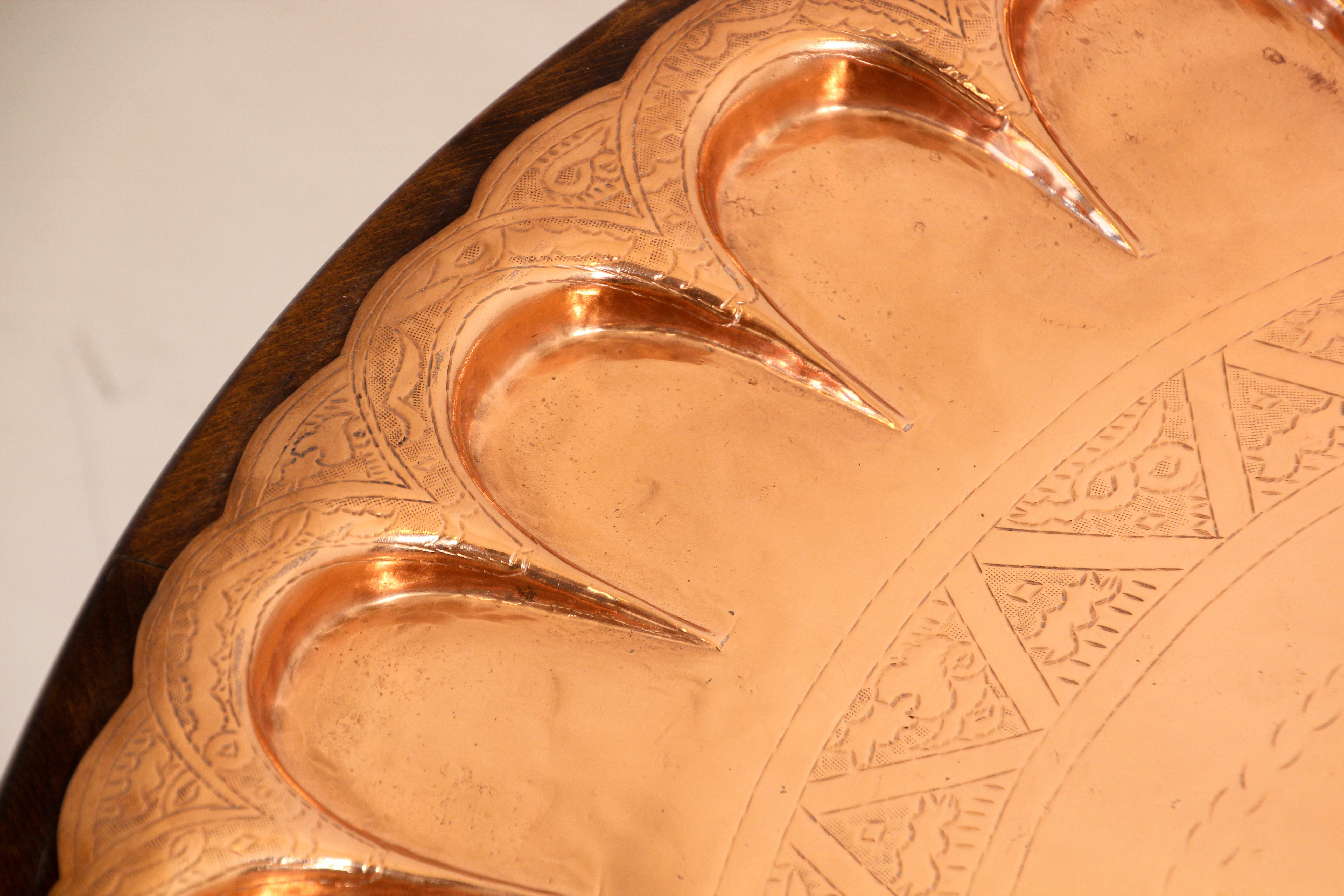 Moorish Turkish Copper Tray Table For Sale 7