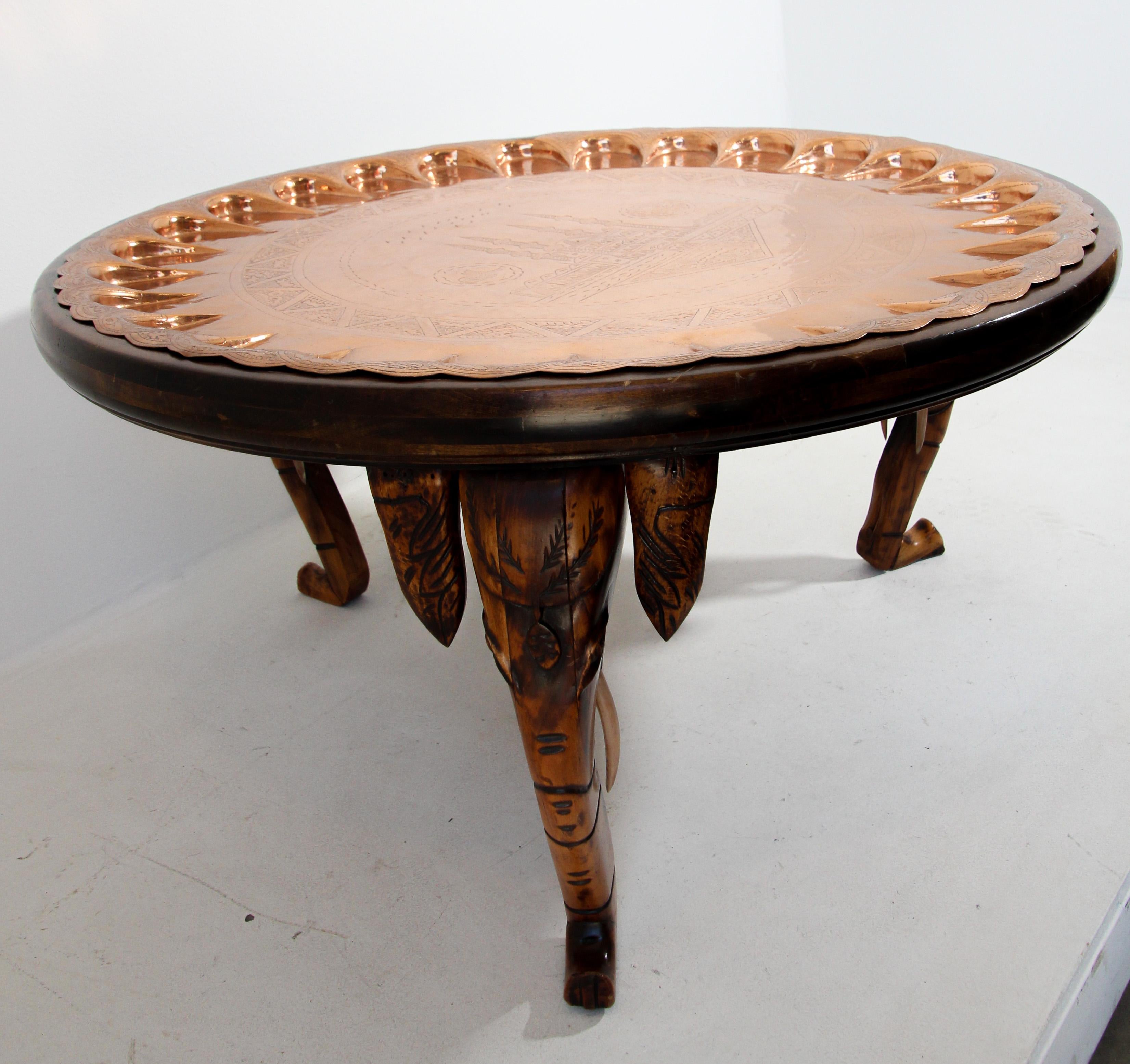 Moorish Turkish Copper Tray Table For Sale 9