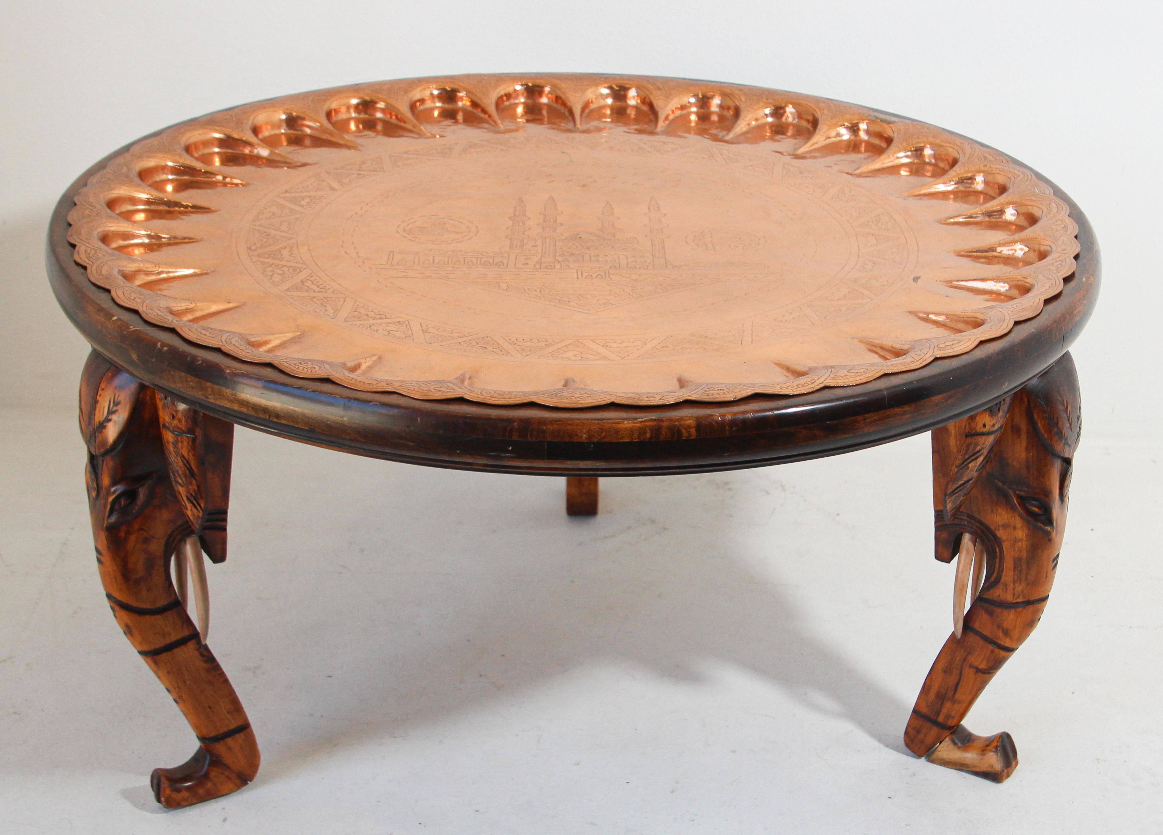 Moorish Turkish Copper Tray Table For Sale 13
