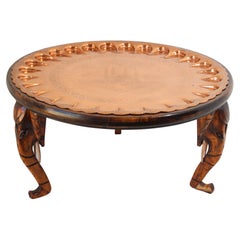 Antique Moorish Turkish Copper Tray Table