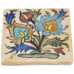 Antique Moorish Turkish Tile with Floral Design