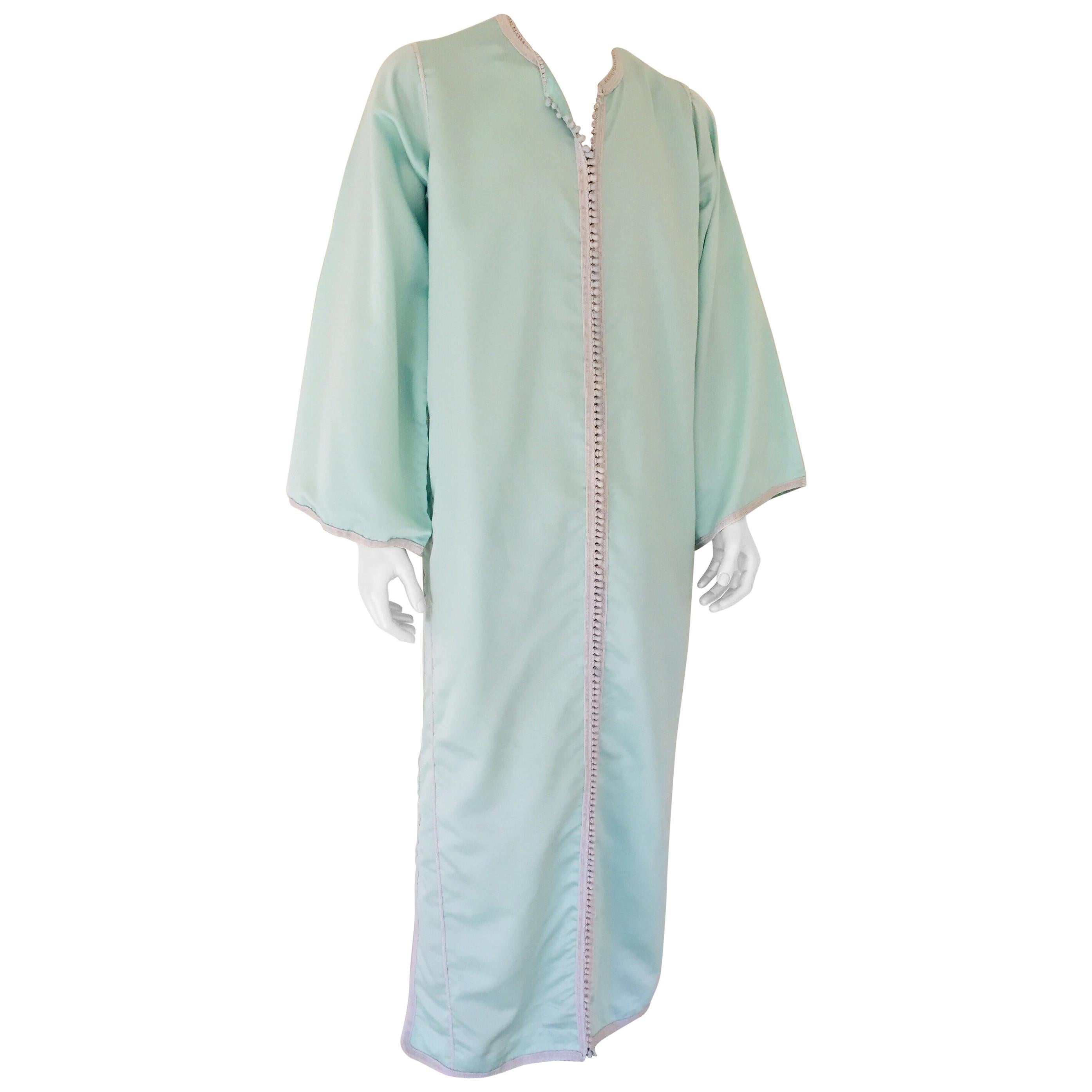 Moorish Turquoise Blue 1970s Maxi Dress Caftan
