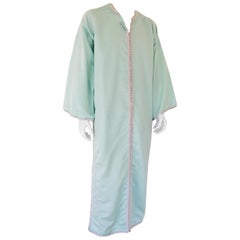 Moorish Turquoise Blue 1970s Maxi Dress Caftan