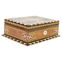 Moorish Wood Box islamischen Intarsien Mosaik Kunst Granada Spanien Khatam Decor 1940s