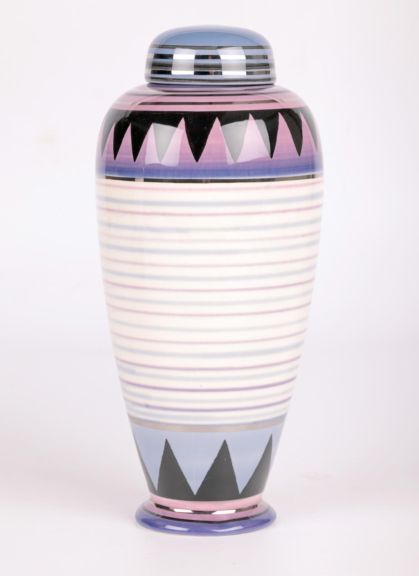 Moorland Pottery Pair Ceramic Lustre Lidded Vases   For Sale 6