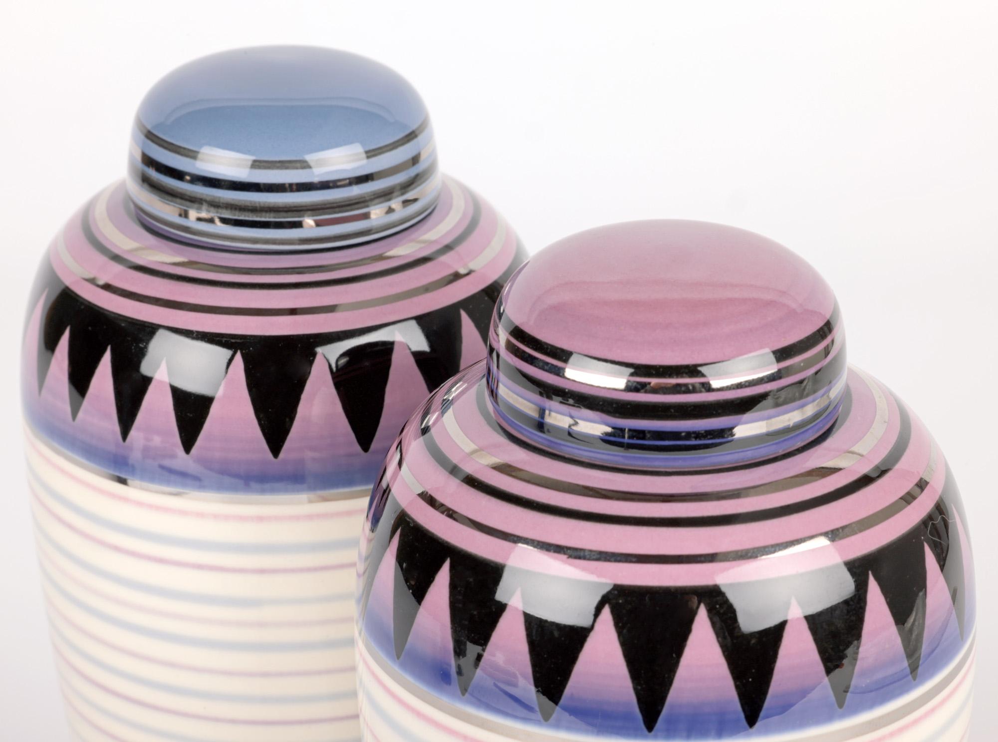 Moorland Pottery Pair Ceramic Lustre Lidded Vases   For Sale 10