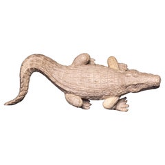 Moose Antler Carving of Crocodile