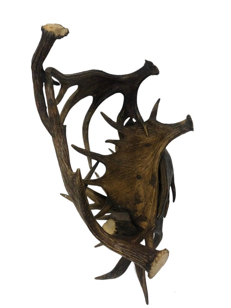 Stunning artistic piece with encrusted moose antlers formed into a chair. 

Property from esteemed interior designer Juan Montoya. Juan Montoya is one of the most acclaimed and prolific interior designers in the world today. Juan Montoya was born