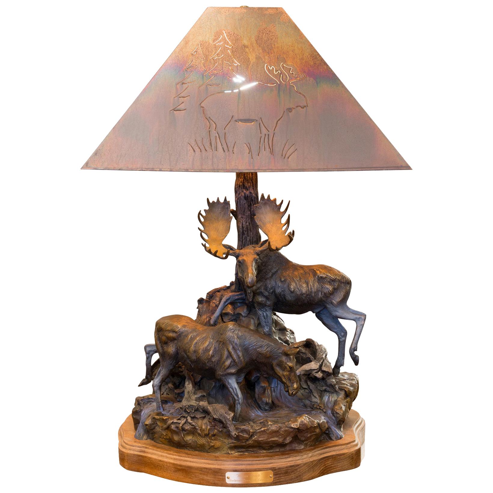 "Moose Creek" Bronze Lamp by Danny Edwards For Sale