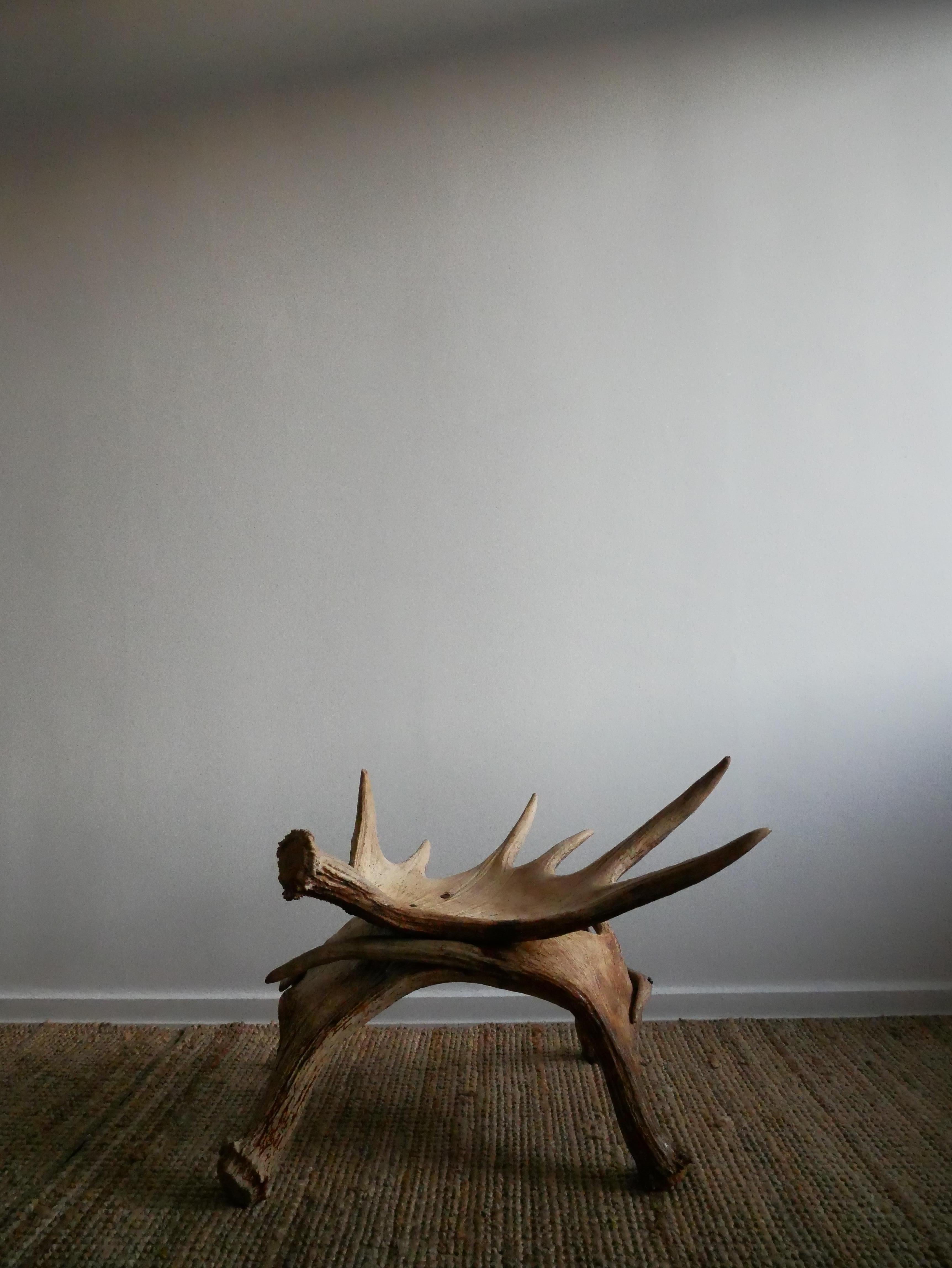 Swedish moose hunting stool.

A stool out of the ordinary you could say! Made out of antlers in Lappland (northen sweden) around 1930.

The stool was for generations in the cabin as a throphy hunting stool.
The famous Rick Owen Stag Stool is