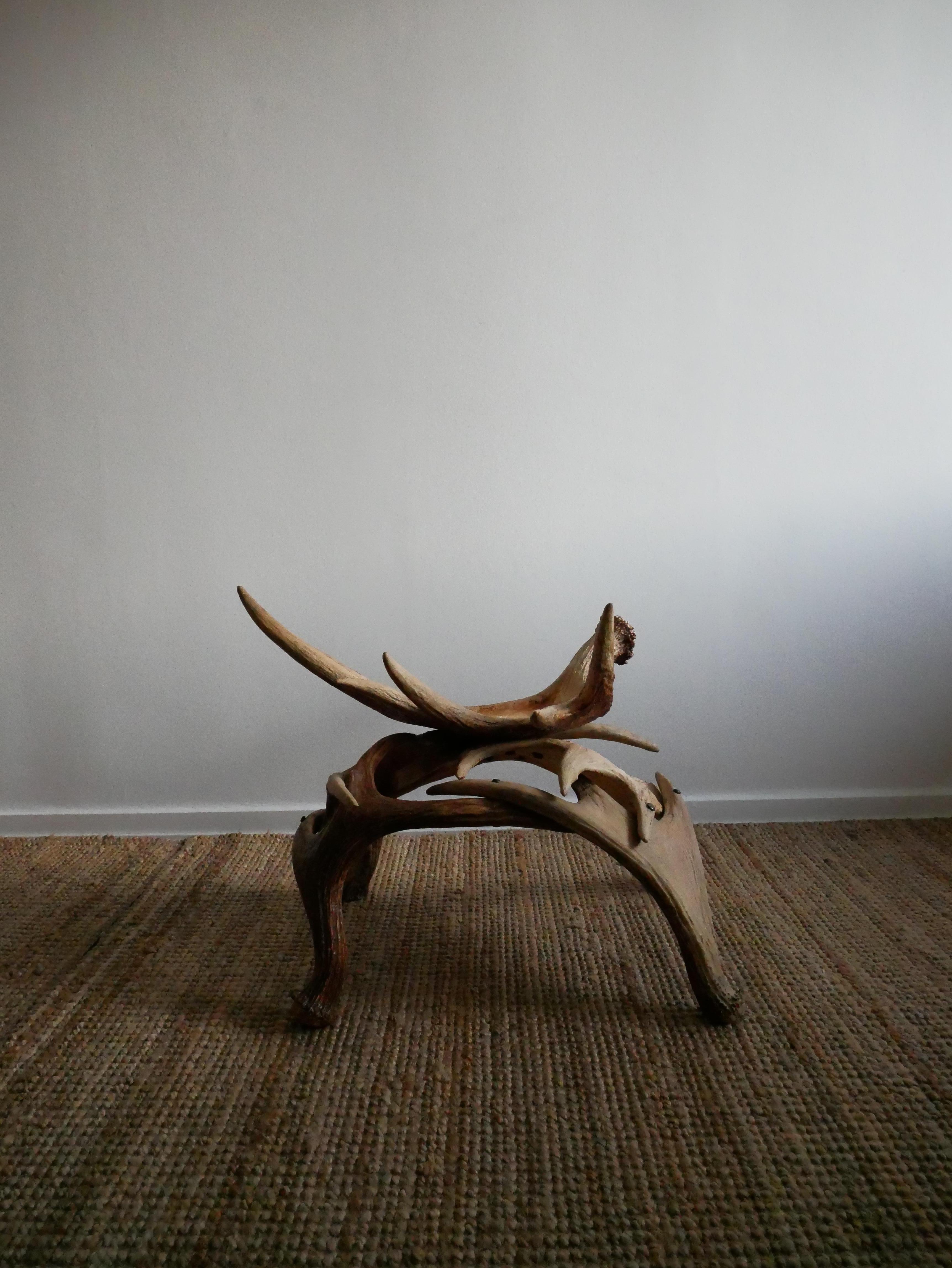 Hand-Crafted Moose Horn Stool
