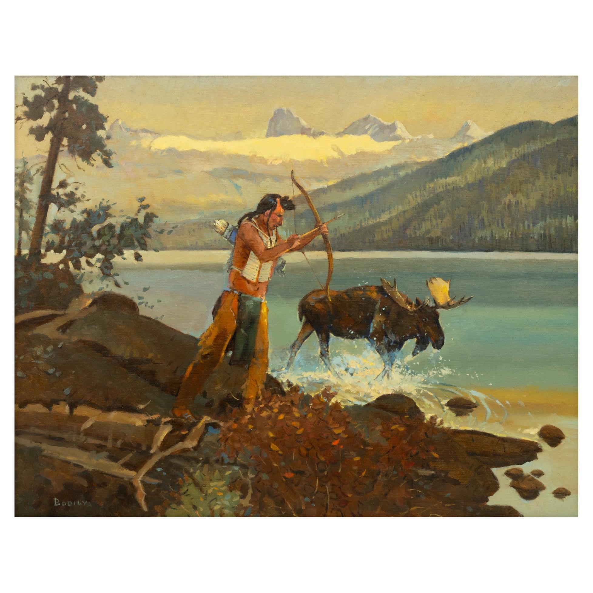 Moose Hunt, Original-Ölgemälde von Sheryl Bodily