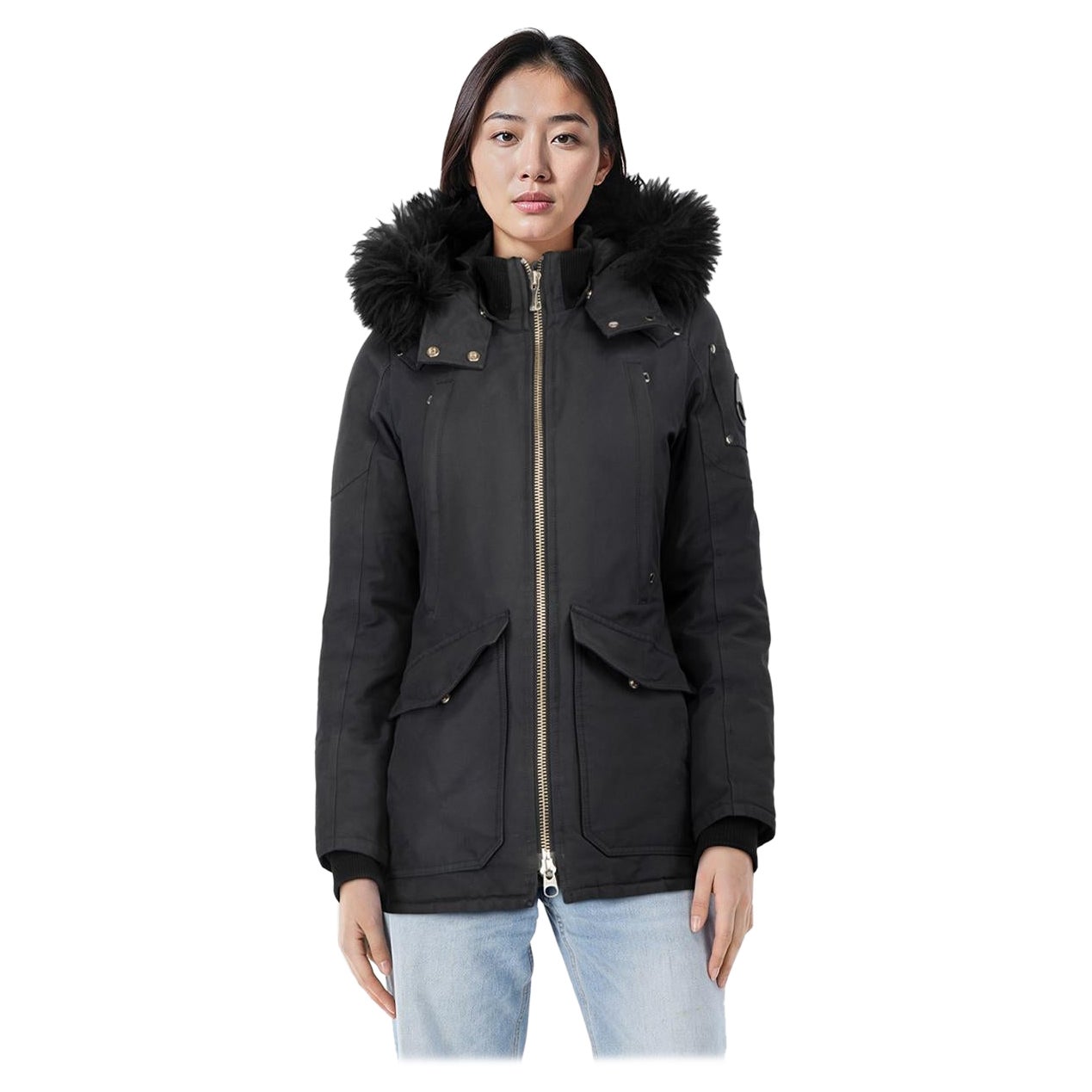 Moose Knuckles Veste à capuche bleu marine, taille S