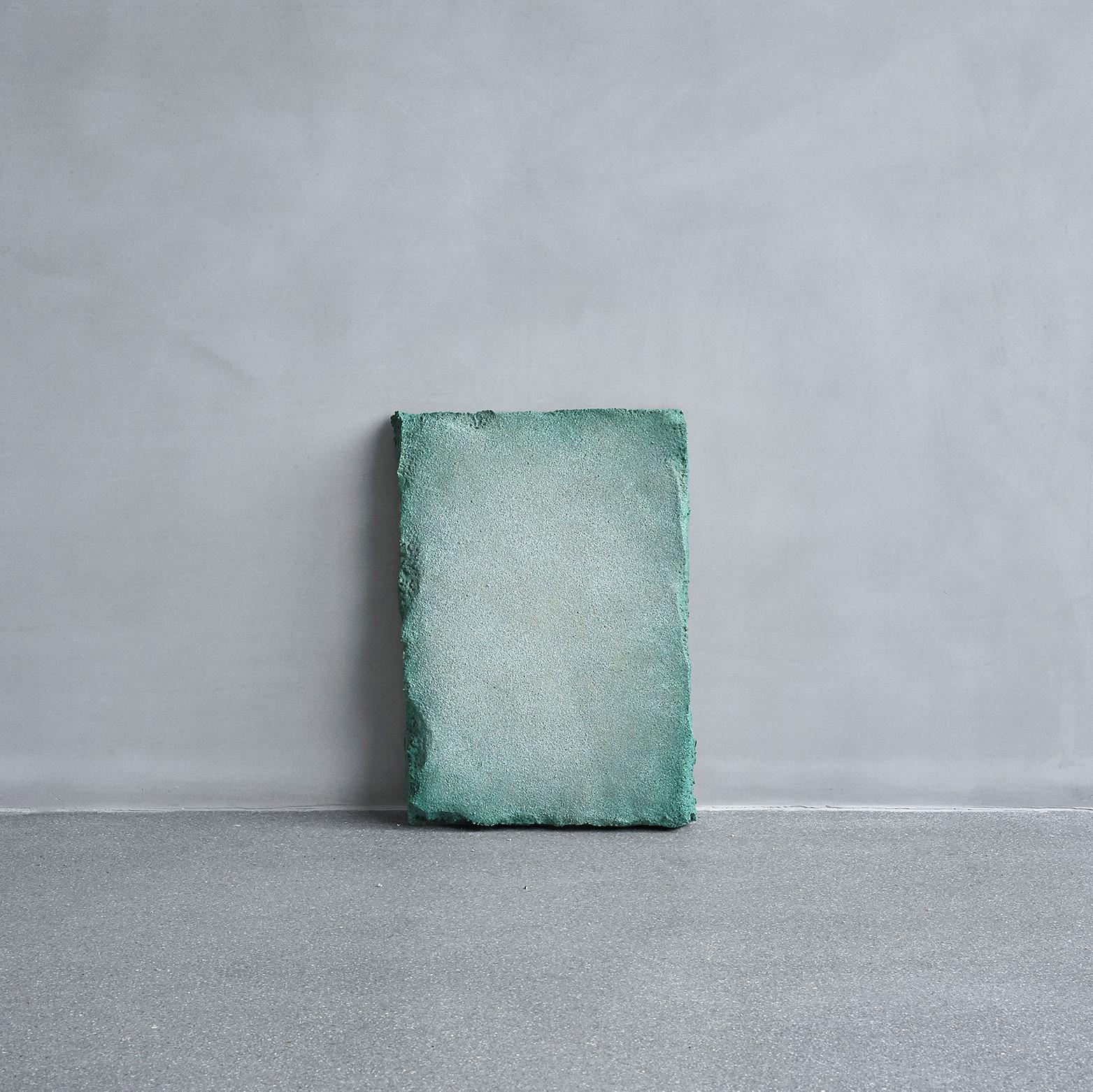 Mooss wall piece by Andredottir & Bobek
Dimensions: W 320 x H 450 cm
Materials: Reused Foam/mattress and Jesmontite Resin Hardner in color green/white fade

Artificial Nature is a collaboration between the artist and design duo Josephine