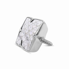 Mop Carving Double Side Ring in Sterling Silver