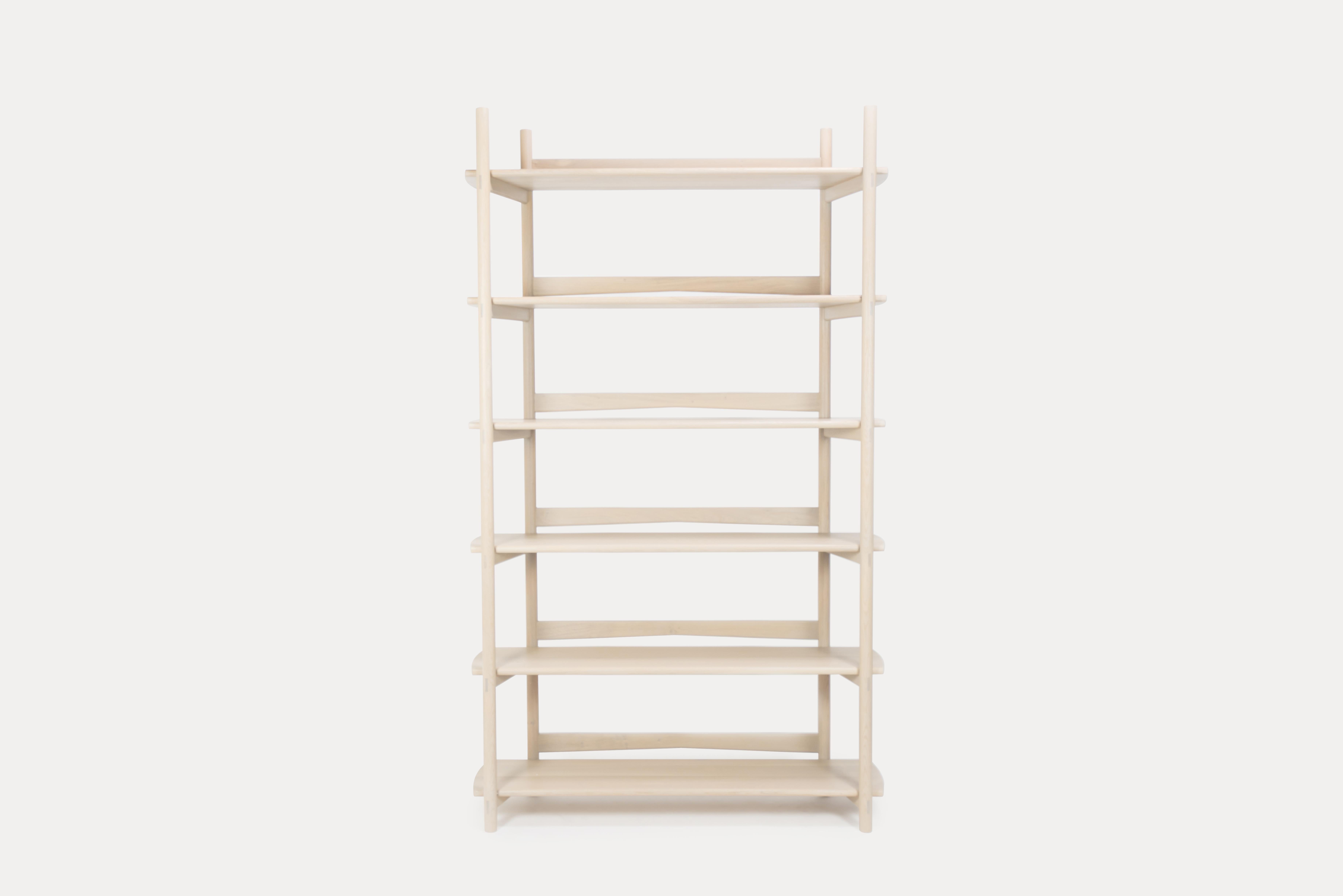 Sun at Six is a Brooklyn design studio. We work with traditional Chinese joinery masters to handcraft our pieces using traditional joinery. The Mora bookcase comes fully assembled, built from solid white oak, finished in our house made tung oil, and