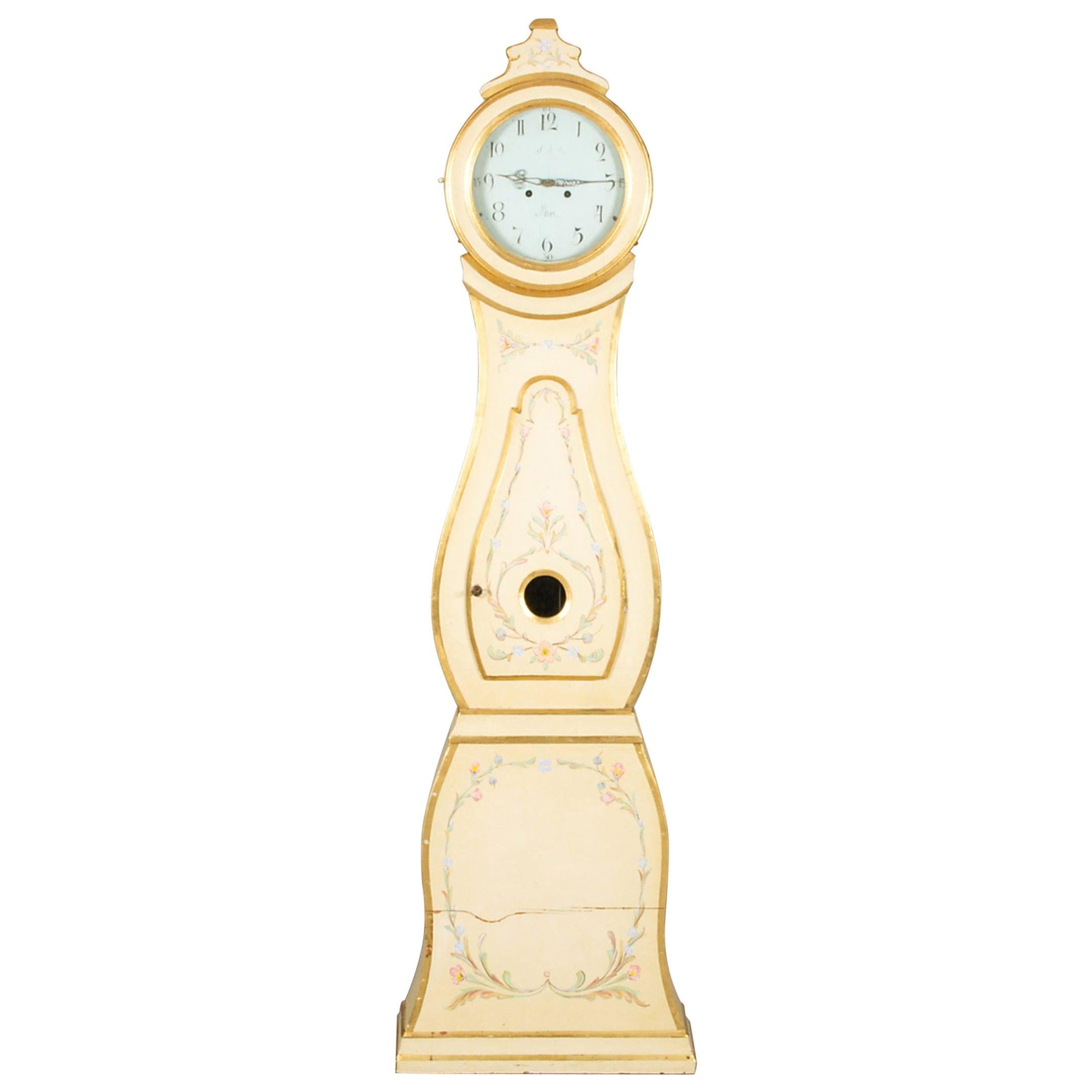 Mora Clock 1851 Swedish Cream Gold Detailing Antique Swedish Painted