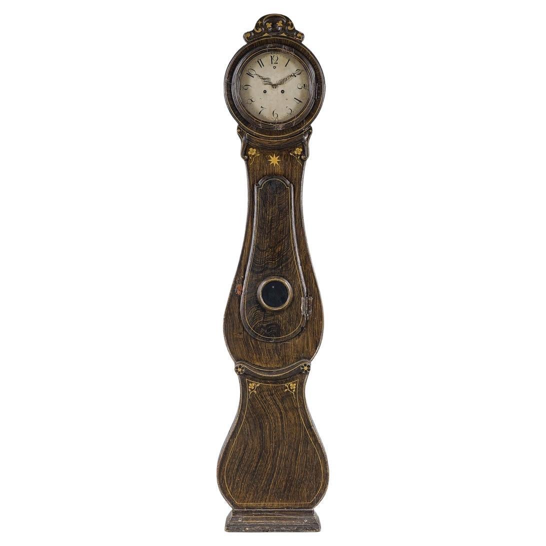 Reloj Mora Sueco 1800s Antiguo Fryksdal 217cm Imitación Madera Grano 1800s