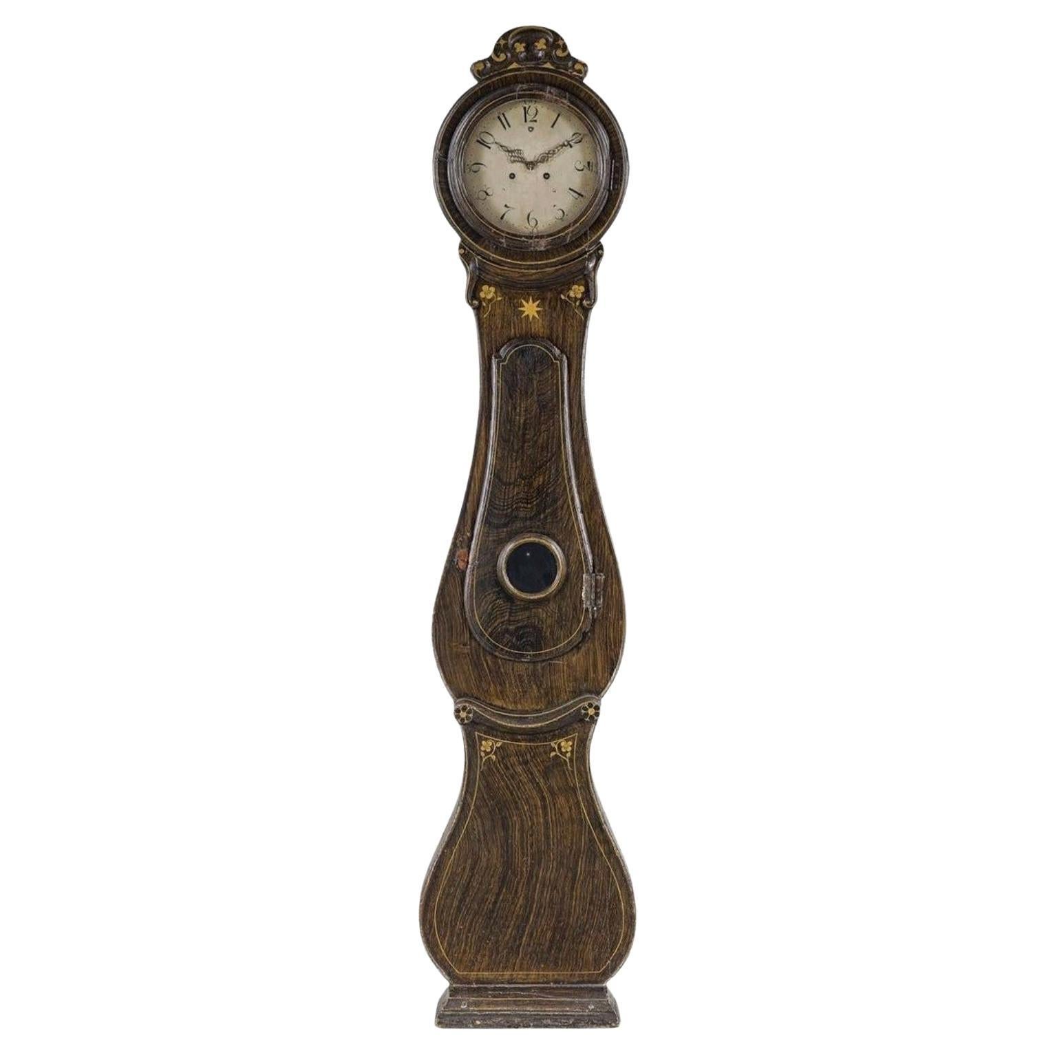 Mora Clock Swedish 1800s Antique Fryksdal 217cm Faux Wood Grain 1800s