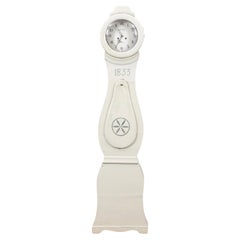 Mora Clock Swedish 1800s Antique white 202cm tall star motif Mora Clock Swedish 1800s Antique white 202cm tall star motif