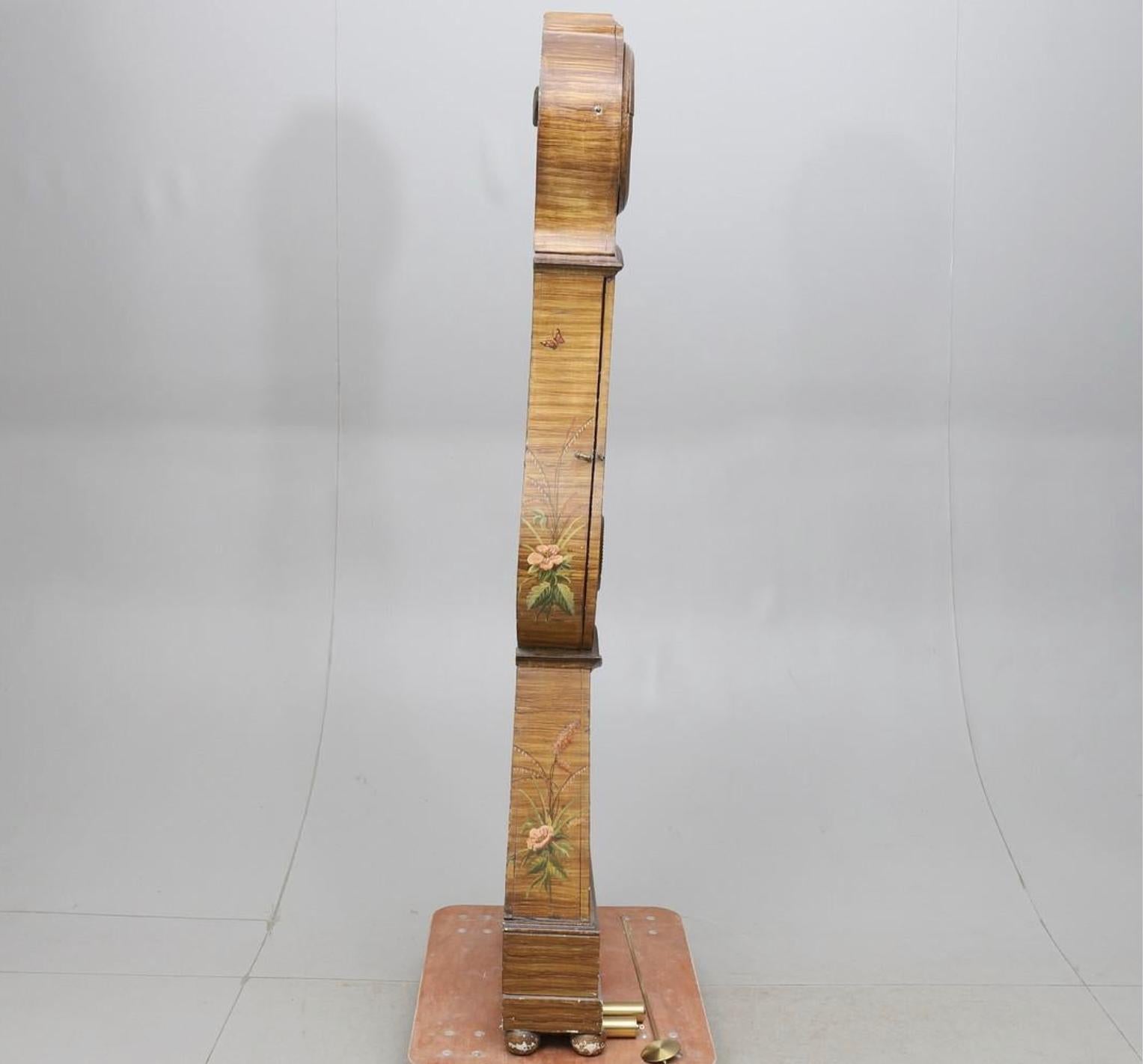 Hand-Painted Mora Clock Swedish Antique Folk Art Painted, Early 1800s, Gustavian For Sale