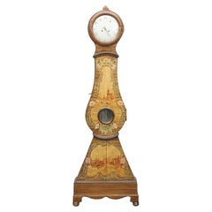 Mora Clock Swedish Antique Folk Art Painted, Early 1800s, Gustavian