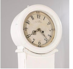 Mora Clock Swedish White Antique Gustavian Early 1800s Jacob Oberg
