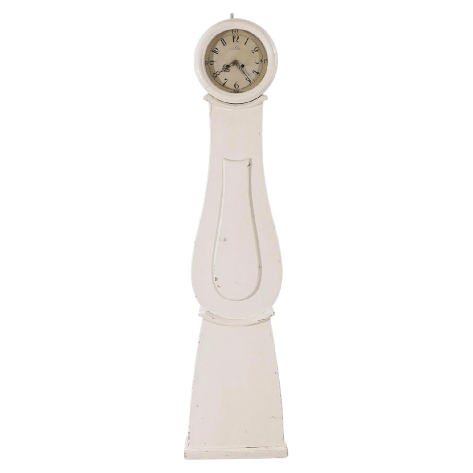 Mora Clock Swedish White Antique Gustavian Early 1800s Jacob Oberg