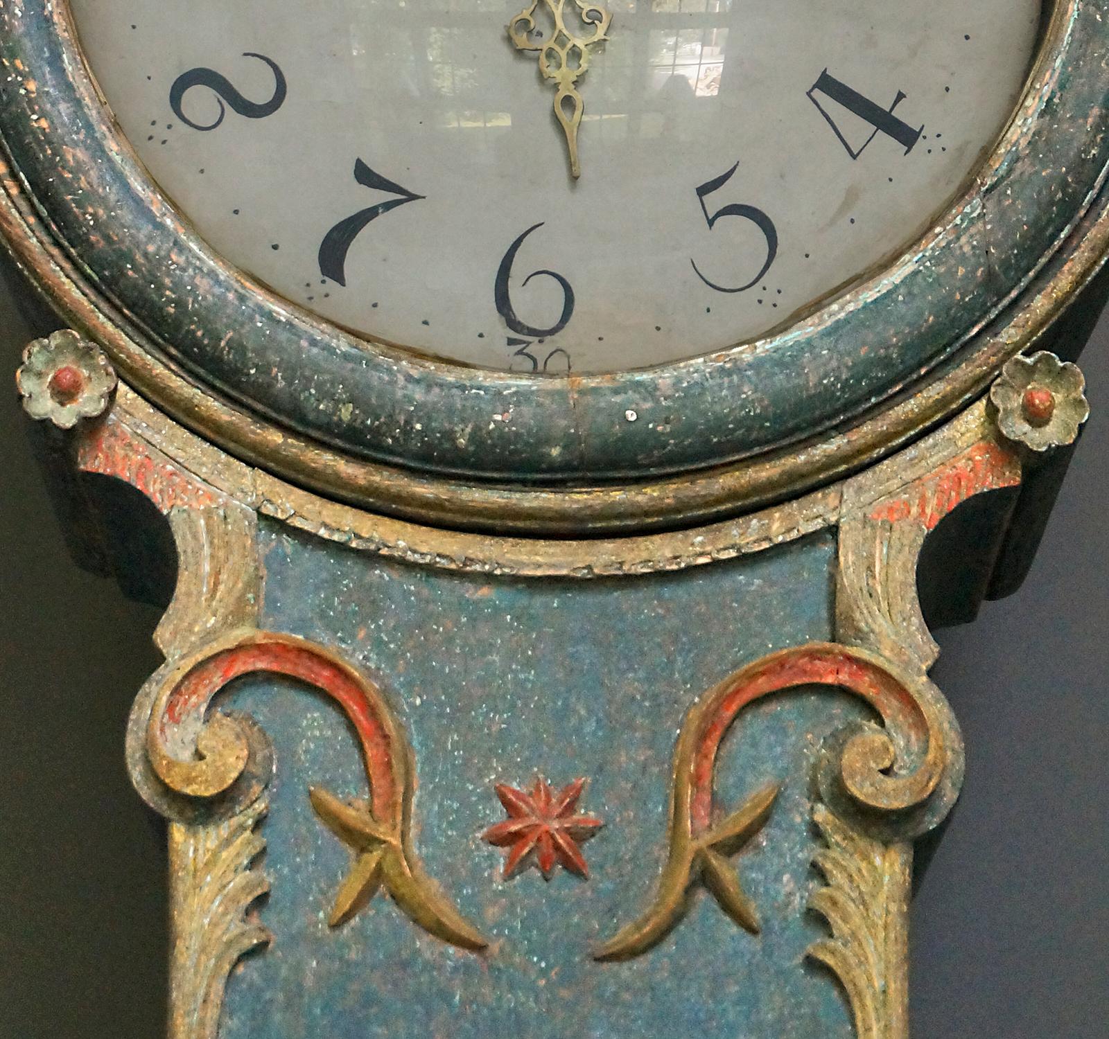 Swedish Mora Clock with Original Works and Painted Surface