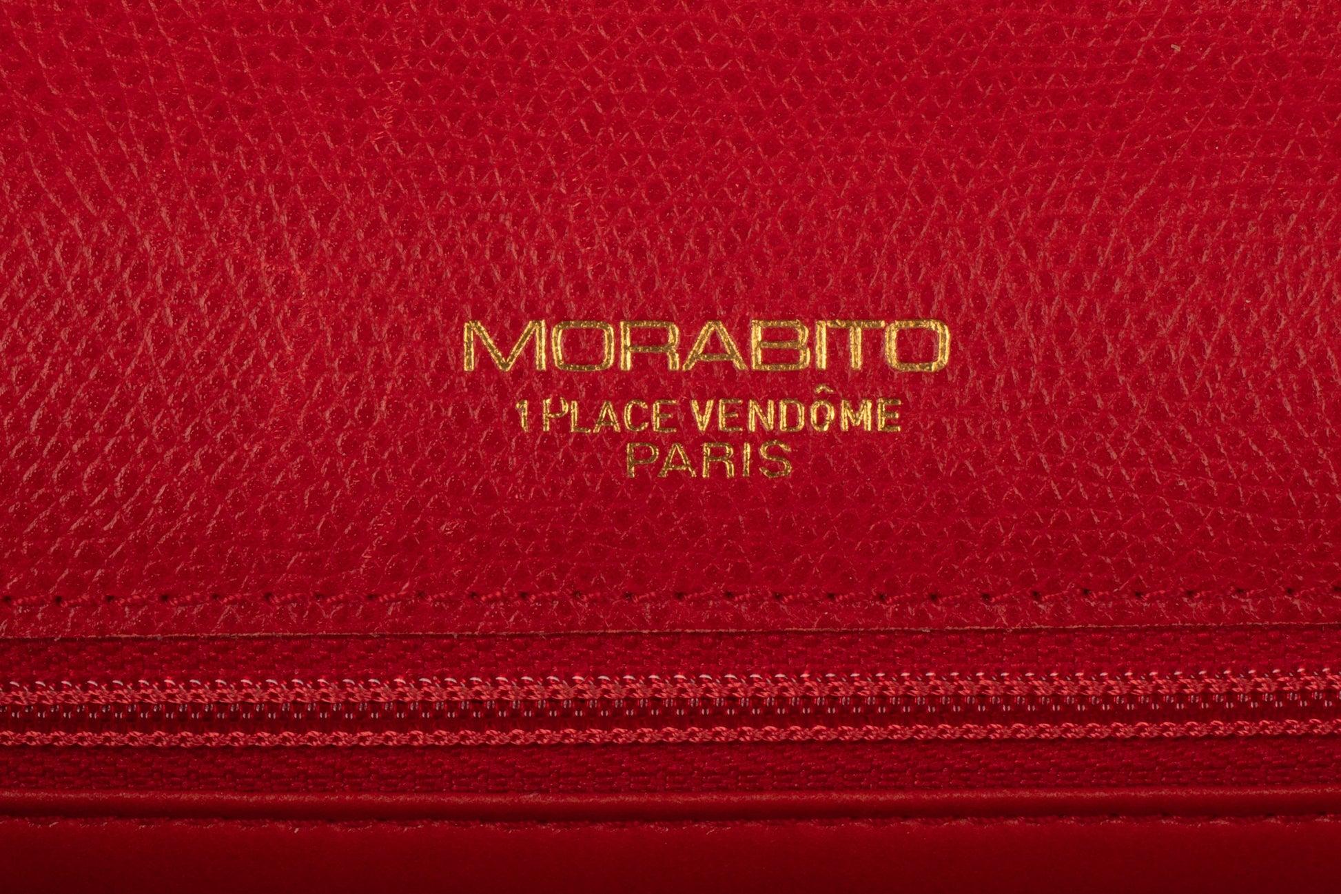 Morabito Black and Red Grain Leather Clutch Bag For Sale 6