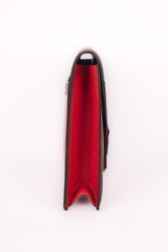 Morabito Black and Red Grain Leather Clutch Bag