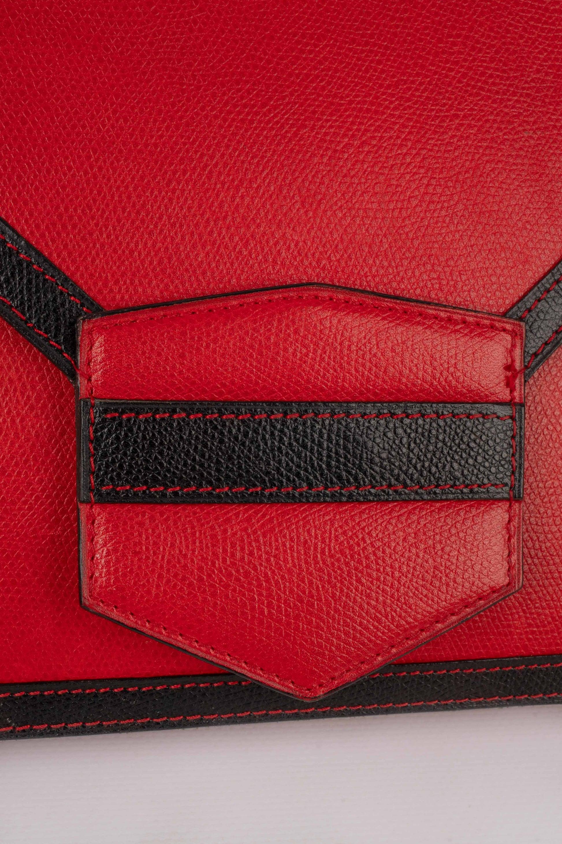 Morabito Black and Red Grain Leather Clutch Bag For Sale 3