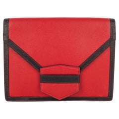 Morabito Black and Red Grain Leather Clutch Bag