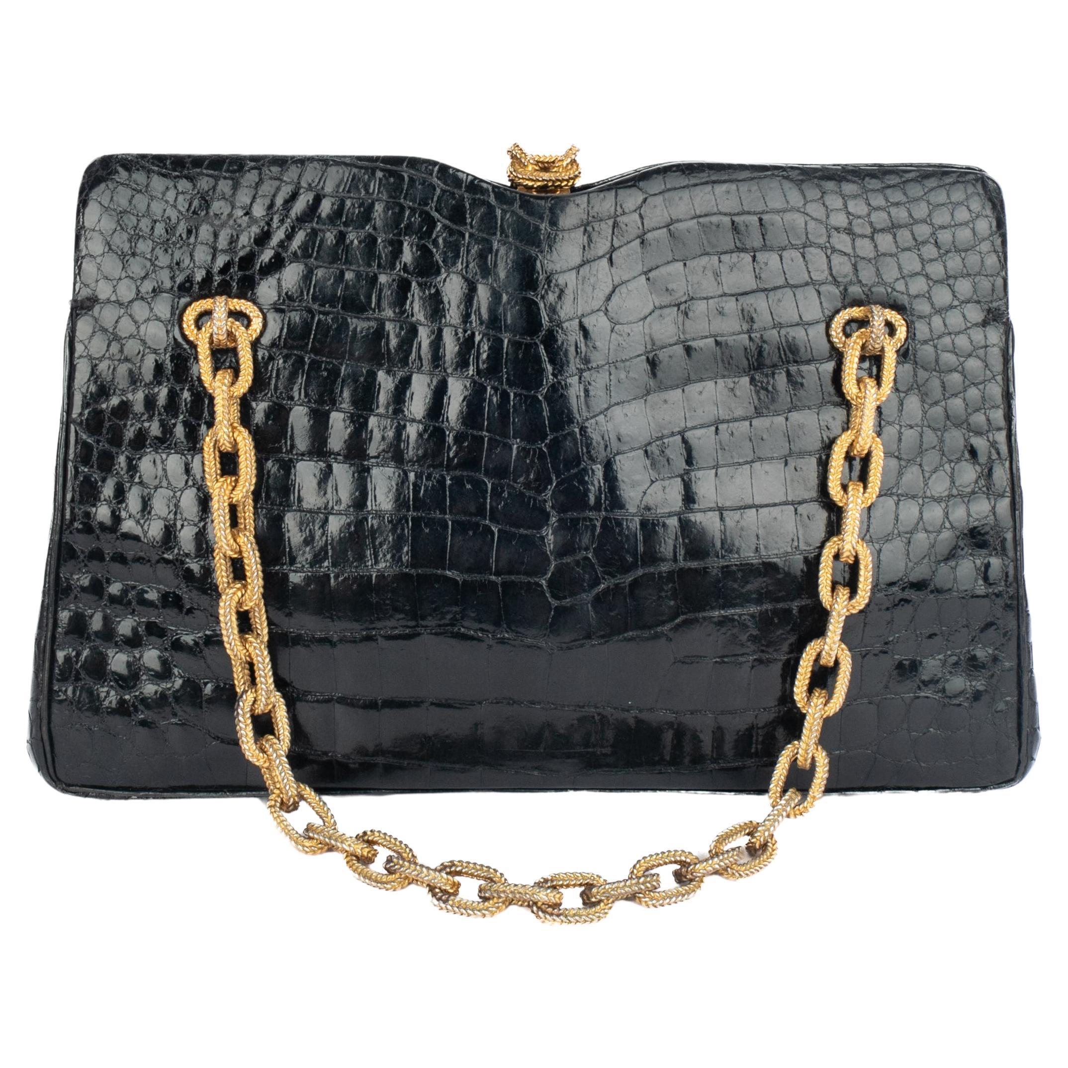 Morabito black crocodile bag